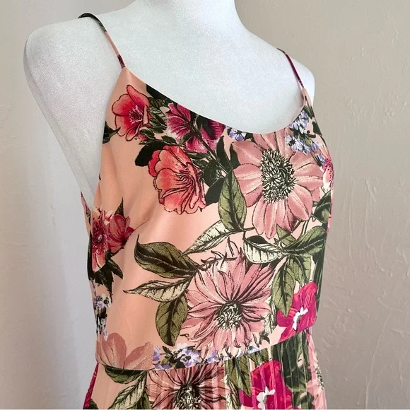 NWT Leith Coral and Pink Floral Midi Dress with Pleated Skirt M - Picture 5 of 15